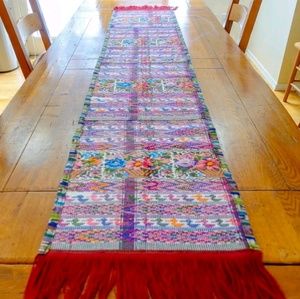 Colorful Guatemalan Hand Woven Loom Table Runner